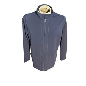 Christopher & Banks Relaxed Restyled Live In It Zip Jacket Navy Blue XL NWT